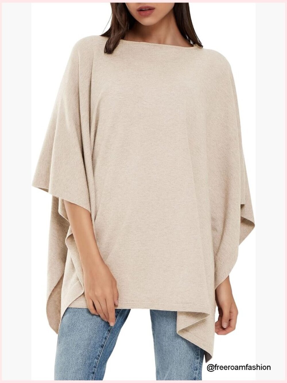 Oversized Loose Fit Pullover Poncho Sweater Soft Lightweight Knit Shawl